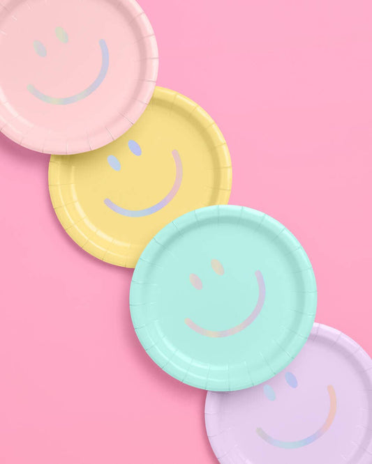 Smiley Pastel Paper Plates