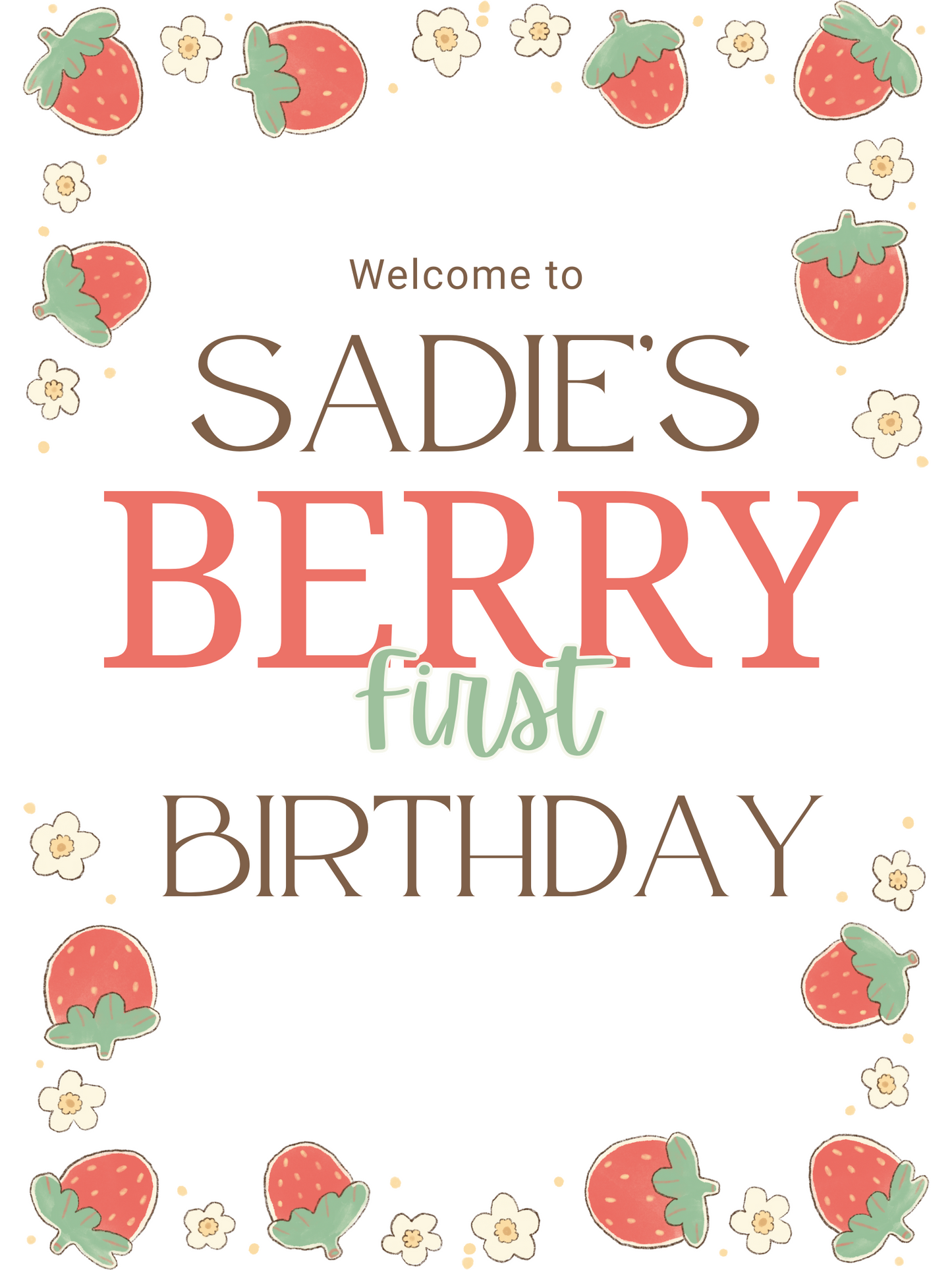 Editable Berry First Birthday Poster