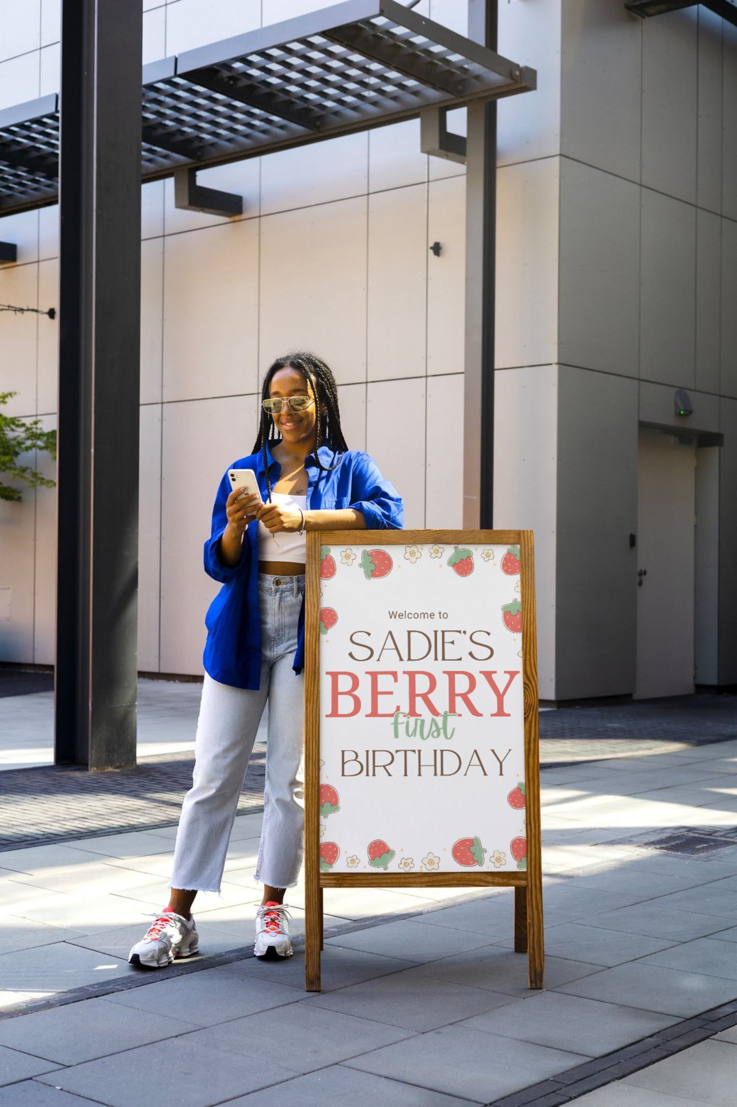 Editable Berry First Birthday Poster