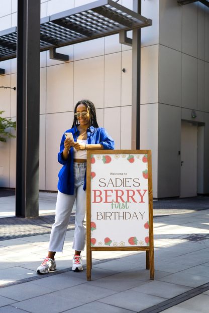 Editable Berry First Birthday Poster