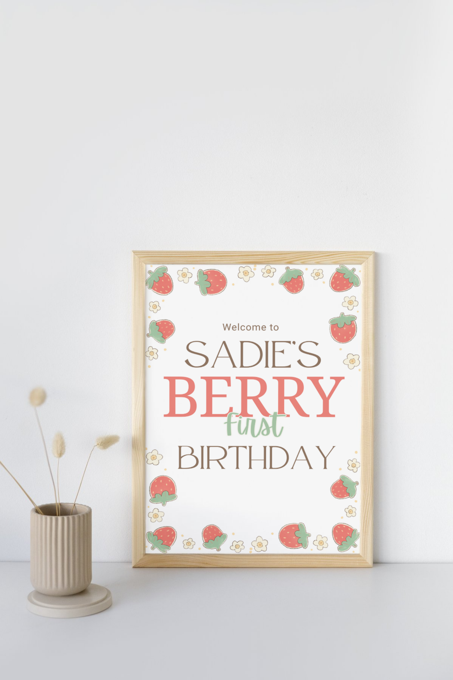 Editable Berry First Birthday Poster