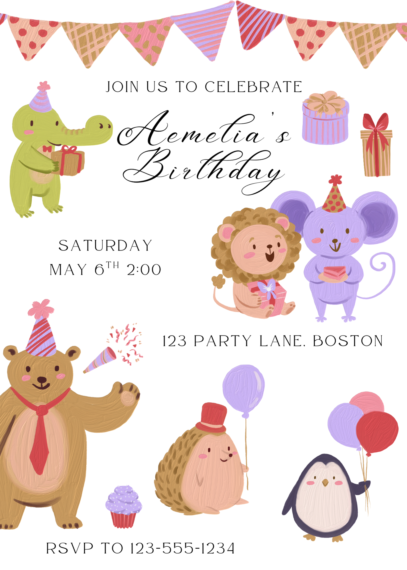 Editable Animal Birthday Invitation