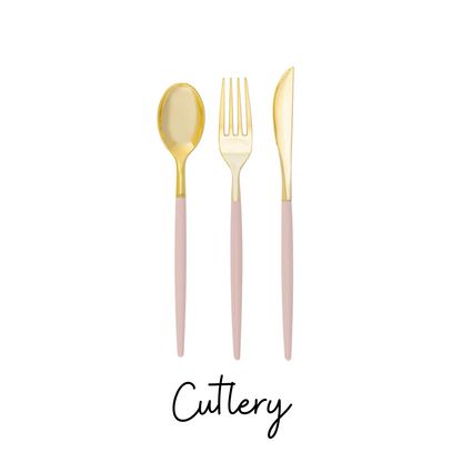 blush and gold fork spoon knife